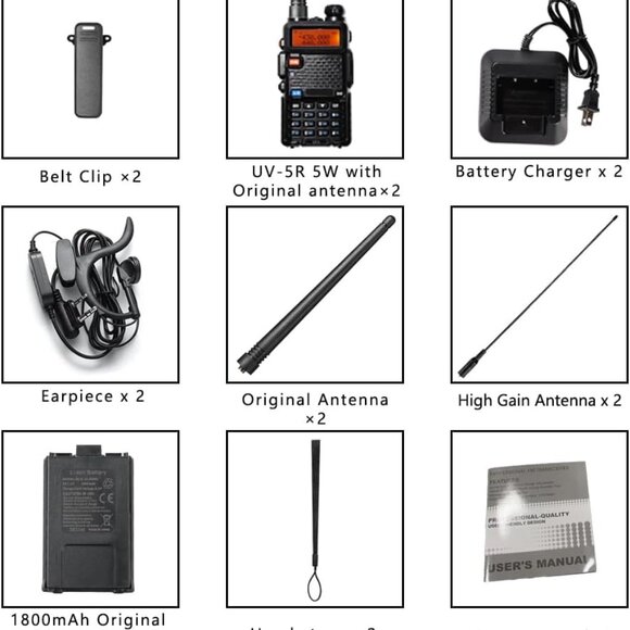UV-5R Ham Radio Long Range for Adults Handheld Two Way Radio 144-148Mhz ,430-450 - Picture 5 of 6
